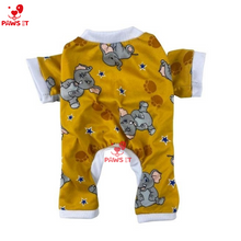Load image into Gallery viewer, Elephant-Print Yellow Onesie Jumpsuit