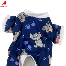 Load image into Gallery viewer, Elephant-Print Blue Onesie Jumpsuit