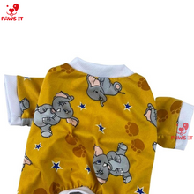 Load image into Gallery viewer, Elephant-Print Yellow Onesie Jumpsuit