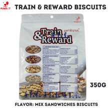 Load image into Gallery viewer, PAWS IT TRAIN & REWARD Oven Baked Biscuits 350G Mix Mini Stuffed Biscuits, Mix Crunchy Biscuit White, Mix Sandwiches Biscuits, Mix Sandwich Bones