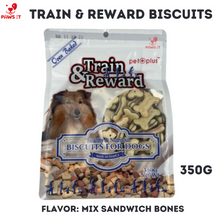 Load image into Gallery viewer, PAWS IT TRAIN & REWARD Oven Baked Biscuits 350G Mix Mini Stuffed Biscuits, Mix Crunchy Biscuit White, Mix Sandwiches Biscuits, Mix Sandwich Bones