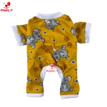 Load image into Gallery viewer, Elephant-Print Yellow Onesie Jumpsuit
