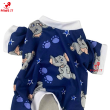 Load image into Gallery viewer, Elephant-Print Blue Onesie Jumpsuit
